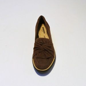 Clarks Suede Slip-On Loafer Knotted Detail Brown